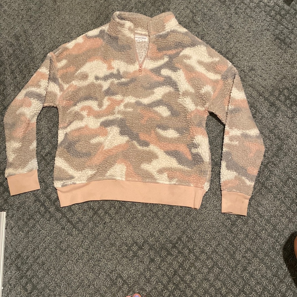 pastel camo sherpa half zip